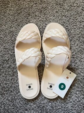 Shade & Shore Braided Slide Sandals in Cream